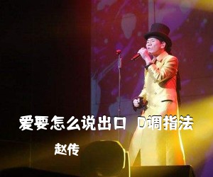 赵传《爱要怎么说出口  D调指法吉他谱》(D调)
