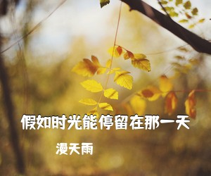 漫天雨《假如时光能停留在那一天简谱》