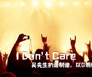 吴先生扒谱制谱，以G调编排，《I Don't Care吉他谱》(G调)