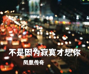 凤凰传奇《不是因为寂寞才想你吉他谱》(C调)